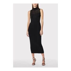 Herv� L�ger 'Sheer' Black Viscose Intarsia Bustier Midi Dress Size M
